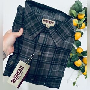 RedHead • gray granite plaid flannel button up shirt men’s